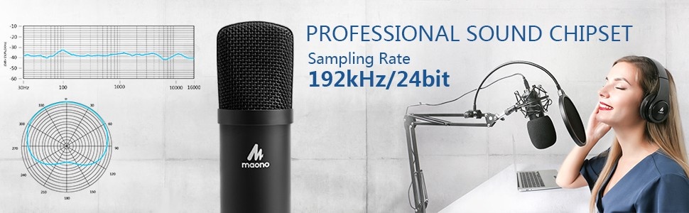 Maono AU-A04 USB Microphone with 192kHz/24bit professional sound chipset for studio-quality recording