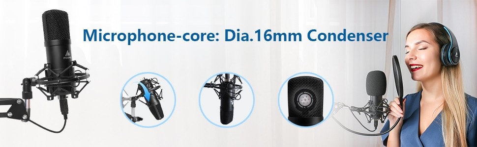 Maono AU-A04 USB condenser microphone with 16mm diaphragm capsule for detailed sound capture